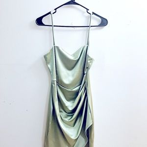 Asymmetrical stylish satin mini dress